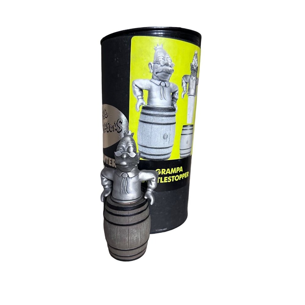 Grampa Simpson Bottle Stopper &‎ Cork With Barrel Figure pewter 2000
